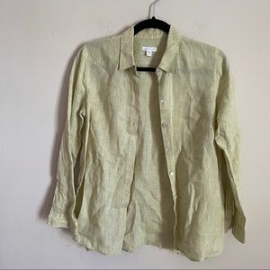 J.Jill Linen Shirt Green XS Petite